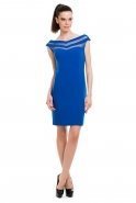 Короткое Вечернее Платье Ярко-синий T2143