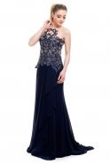 Длинное Вечернее Платье Темно-синий S4052