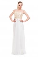 Длинное Вечернее Платье Белый-Золотой O3897
