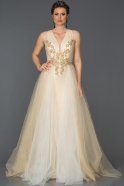 Длинное Помолвочное Платье Золотой ABU022