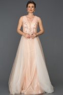 Длинное Помолвочное Платье Пудровый ABU022