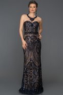 Длинное Вечернее Платье Темно-синий ABU299