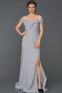 Длинное Выпускное Платье Серый ABU245