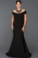 Длинное Свободное Вечернее Платье Черный ABU077