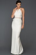 Длинное Вечернее Платье Русалка Белый ABU041