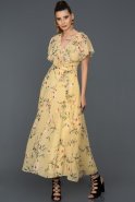 Длинное Выпускное Платье Лимонный ABU483