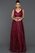 Длинное Помолвочное Платье Бордовый ABU199