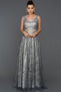 Длинное Помолвочное Платье Серый ABU199