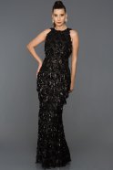 Длинное Вечернее Платье Черный ABU112