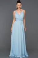 Длинное Помолвочное Платье Светло-синий ABU973