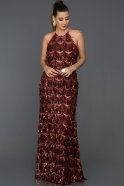 Длинное Помолвочное Платье Бордовый ABU482