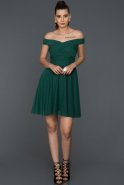 Короткое Платье На Приглашение Изумрудно-зеленый ABK008
