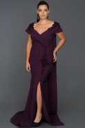 Вечернее Платье Большого Размера Со Шлейфом Сливовый ABU182