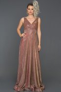 Длинное Помолвочное Платье Пыльно-розовый ABU082