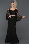 Длинное Вечернее Платье Черный ABU886