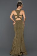 Длинное Помолвочное Платье Черный-Золотой ABU153