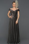 Длинное Помолвочное Платье Черный-Серебряный ABU206