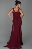 Длинное Свободное Вечернее Платье Бордовый ABU138