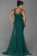 Длинное Свободное Вечернее Платье Изумрудно-зеленый ABU138