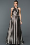 Длинное Помолвочное Платье Черный-Серебряный ABU251