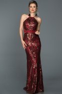 Длинное Вечернее Платье Бордовый ABU005