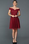 Короткое Платье На Приглашение Бордовый ABK015