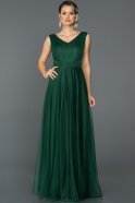 Длинное Вечернее Платье Изумрудно-зеленый ABU056