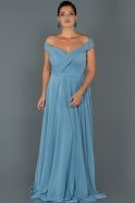 Длинное Свободное Вечернее Платье Синий ABU021
