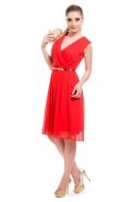 Короткое Коктейльное Платье Оранжево-Красный T2083