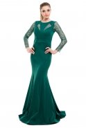Длинное Вечернее Платье Изумрудно-зеленый C3202