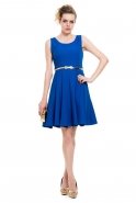 Короткое Вечернее Платье Ярко-синий T2077