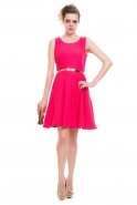 Короткое Вечернее Платье Оранжево-Красный T2077