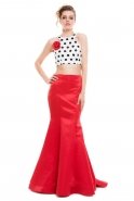 Длинное Вечернее Платье Красный-Белый AL8368