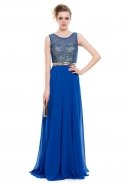 Длинное Вечернее Платье Ярко-синий-Золотой O3859
