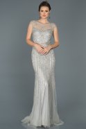 Длинное Помолвочное Платье Серебряный ABU462