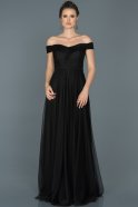 Длинное Выпускное Платье Черный ABU021