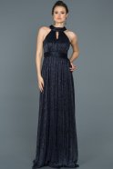 Длинное Выпускное Платье Темно-синий ABU413