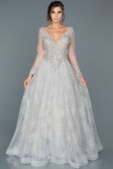Длинное Помолвочное Платье Серый ABU426