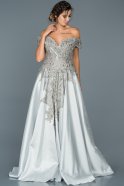 Длинное Помолвочное Платье Серый ABU427