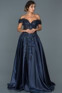Длинное Помолвочное Платье Темно-синий ABU427