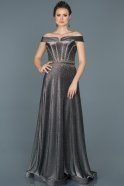 Длинное Помолвочное Платье Черный-Серебряный ABU450