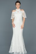 Длинное Вечернее Платье Русалка Белый ABU456