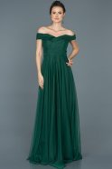 Длинное Вечернее Платье Изумрудно-зеленый ABU1067