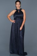 Длинное Свободное Вечернее Платье Темно-синий ABU413