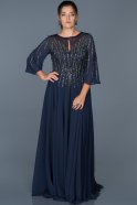 Длинное Свободное Вечернее Платье Темно-синий ABU464