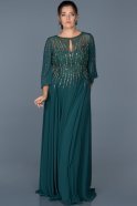 Длинное Свободное Вечернее Платье Изумрудно-зеленый ABU464