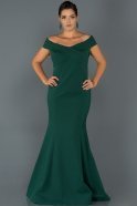 Длинное Свободное Вечернее Платье Изумрудно-зеленый ABU077