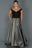 Длинное Свободное Вечернее Платье Черный-Антрацитовый ABU028