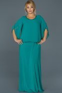 Длинное Свободное Вечернее Платье Изумрудно-зеленый ABU469