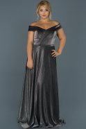 Длинное Свободное Вечернее Платье Черный-Серебряный ABU466